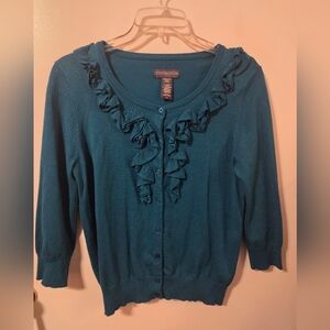 Covington Women's Teal Ruffle Sweater